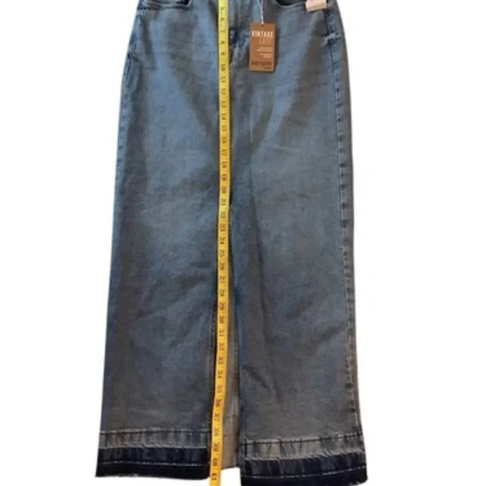 NWT Kensie The High Rise Fron Slit Long Denim Skirt Women Size 4/27